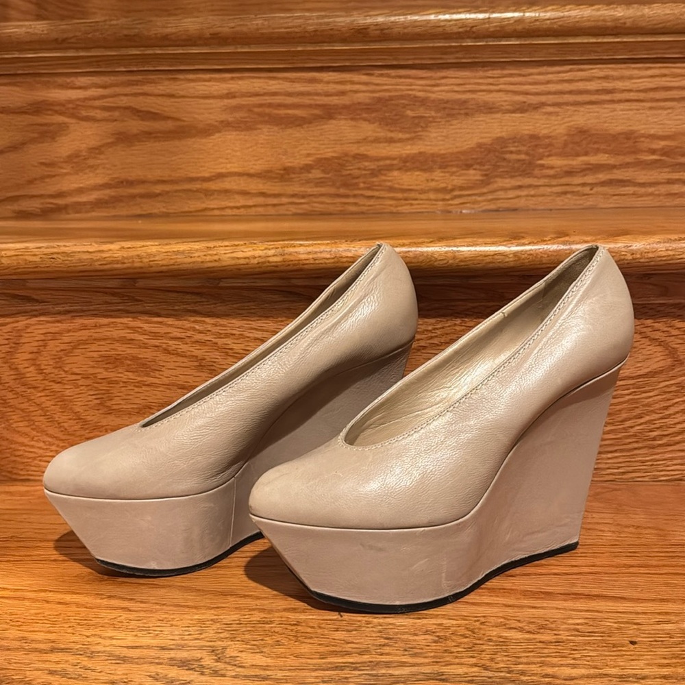 Casadei Beige wedge platform pump 9.5